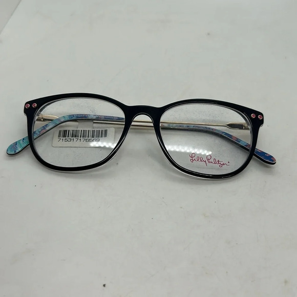 Lilly Pulitzer Lindy Eyeglasses Frames Case Navy Crystal RX-able NWT - Picture 7 of 7
